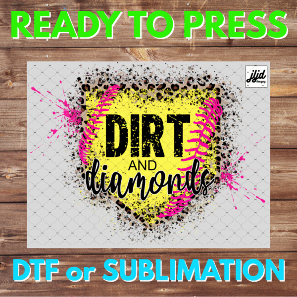 Dirt & Diamonds | Graphic T Shirt | sports | Softball | Mom | splatter | cheetah | DTF | Sublimation