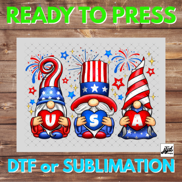 USA | gnome | America | July 4th | DTF | Sublimation