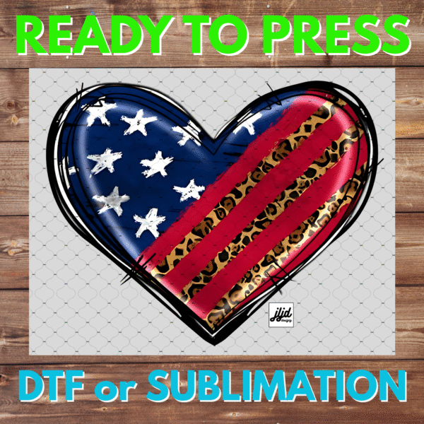 Heart | USA | America | July 4th | DTF | Sublimation