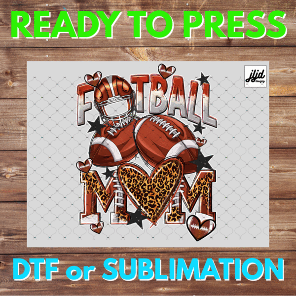 Football Mom | Graphic T Shirt | sports | heart | cheetah | DTF | Sublimation