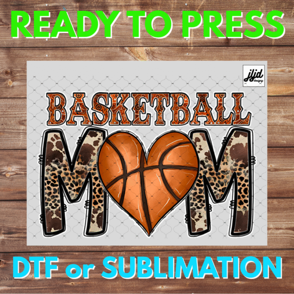 Basketball Mom | Graphic tee | Sports | cheetah | heart | DTF | Sublimation