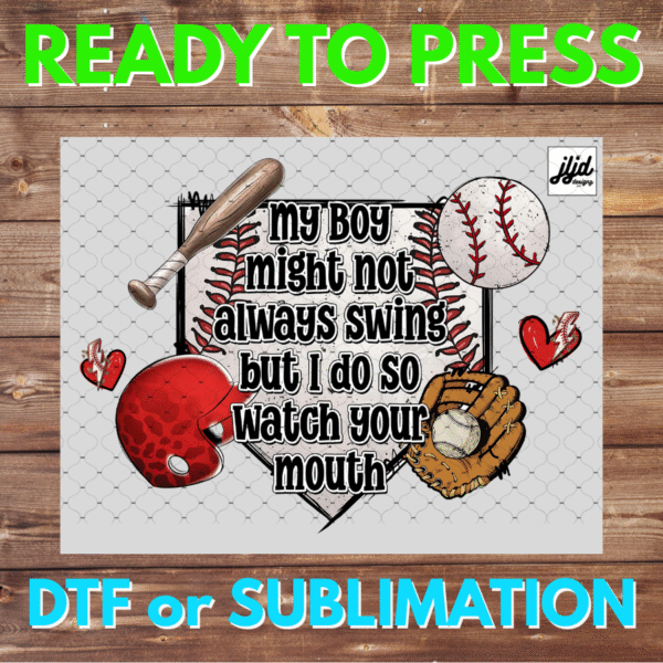 Baseball Mom | Graphic T Shirt | sports | My Son may not always swing but I do | cheetah | DTF | Sublimation