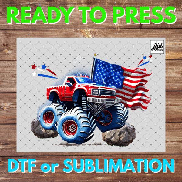 Monster Truck | USA | America | July 4th | DTF | Sublimation