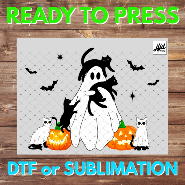 Ghost Halloween Cat | kitty | pumpkin | DTF | Sublimation