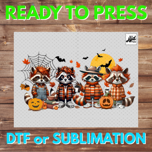 Halloween Raccoon | Horror | Jason Freddy Michael Myers It Clown | Fall | DTF | Sublimation