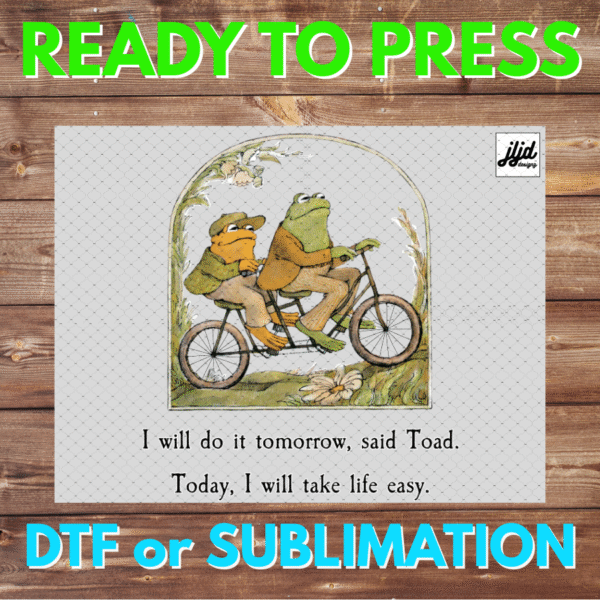 Frog and Toad Bike | retro | book | watercolor | DTF | Sublimation