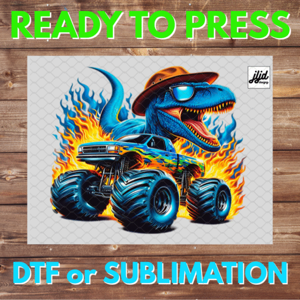 Dinosaur Monster Truck | T Rex | DTF | Sublimation