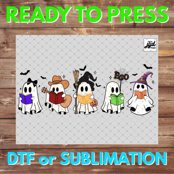 Halloween Ghost reading Book | ghost | DTF | Sublimation