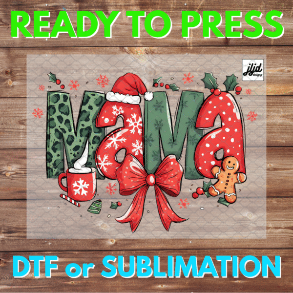 Mama | Graphic tee | Mom | Merry Christmas | Santa | cheetah leopard | DTF | Sublimation