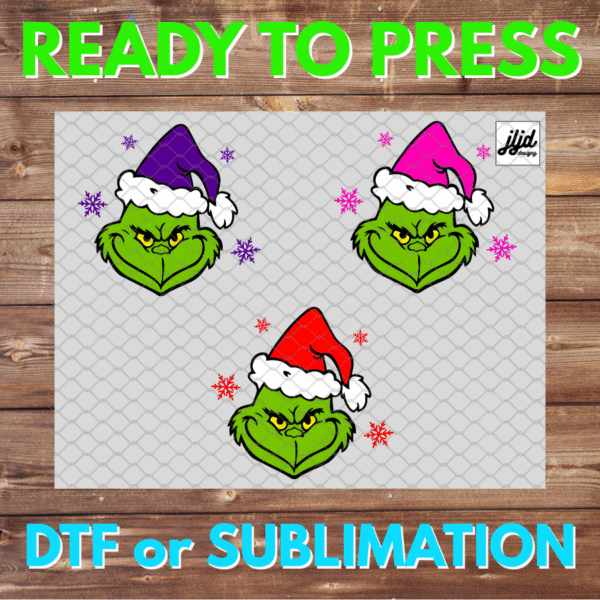 Grinch pocket prints | Christmas Holiday | Santa Hat | Graphic tee | DTF | Sublimation