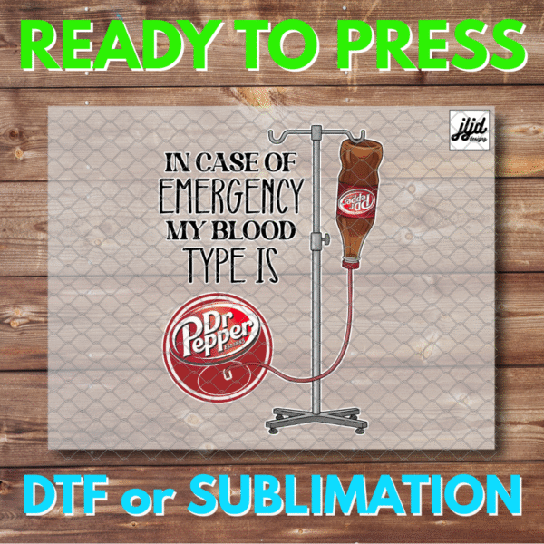 In case of Emergency, my blood type is Dr Pepper | Graphic tee | soda pop | DTF | Sublimation