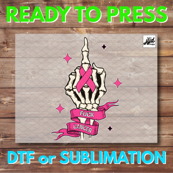 Fuck Cancer | Breast Cancer | Survivor | skeleton middle finger | Graphic T Shirt | DTF | Sublimation