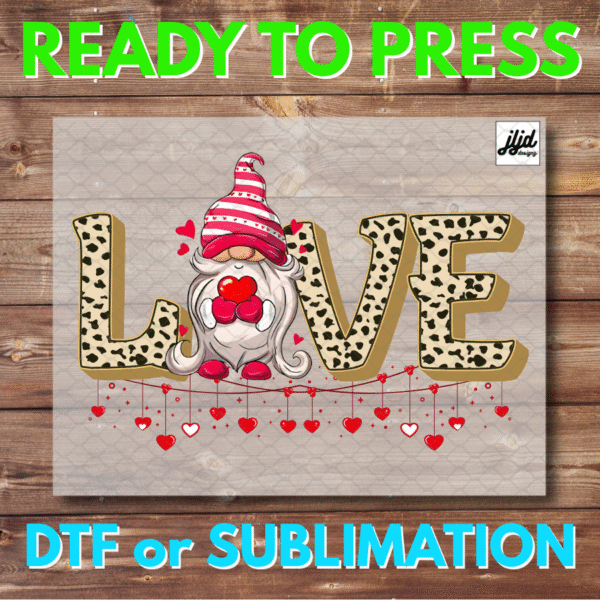 Valentine's Day Love | Graphic tee | Gnome | Cupid | cheetah leopard | DTF | Sublimation