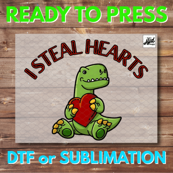 I Steal Hearts | Valentine's Day | Graphic tee | Dinosaur T Rex | Love Heart Cupid | DTF | Sublimation