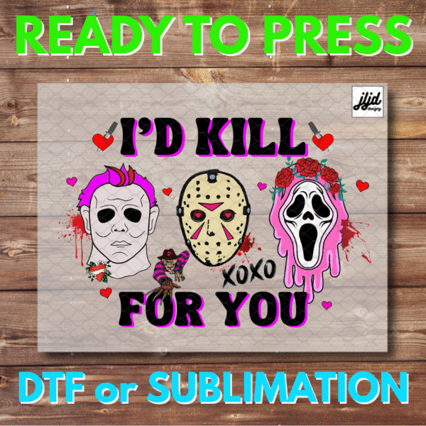 Horror Valentine's Day | Graphic tee | Heart | Love | Michael Myers Jason Freddy Scream | Kiss | Cupid | DTF | Sublimation
