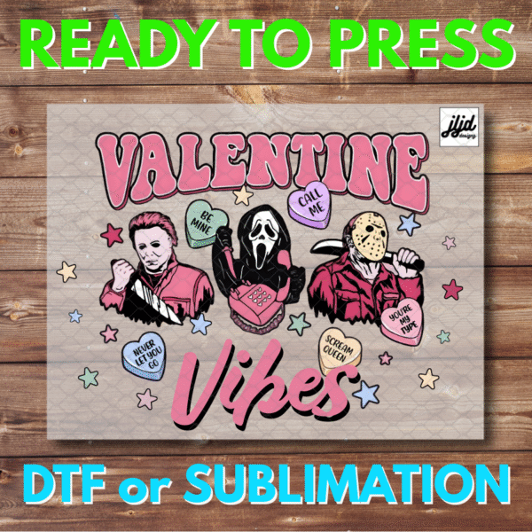 Horror Valentine's Day Vibes | Graphic tee | Heart | Love | Michael Myers Jason Scream | Kiss | Cupid | DTF | Sublimation