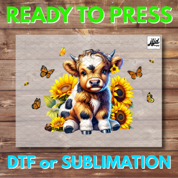 Highland Cow | Sunflowers | Butterfly | spring | farm | DTF | Sublimation