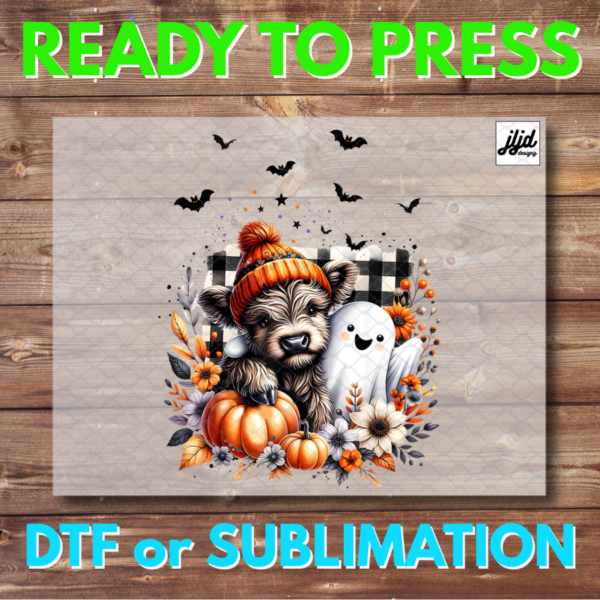 Highland Cow | Halloween | ghost | flower | bats | farm | DTF | Sublimation