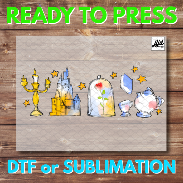 Beauty and the Beast | retro | watercolor | DTF | Sublimation