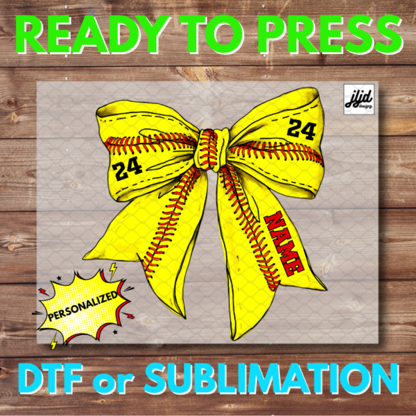 Softball Bow | Custom | Personalized | Mom | sports | DTF | Sublimation